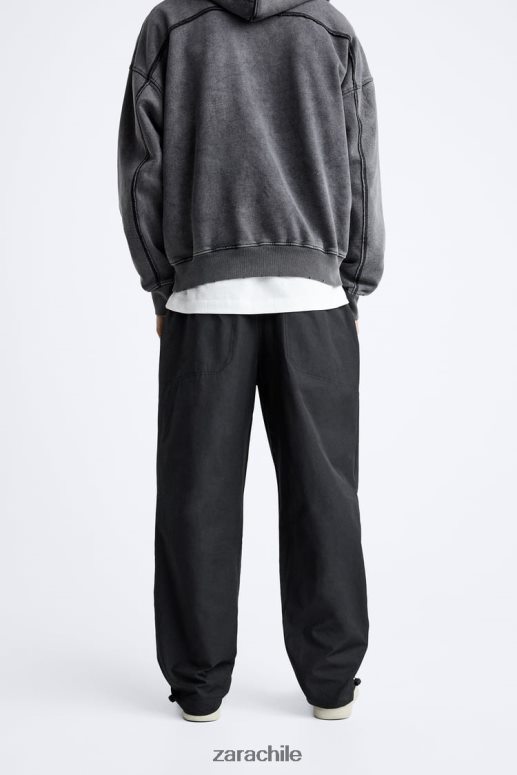 ropa cl Zara hombres pantalones técnicos con cinturón negro JJ06N4952