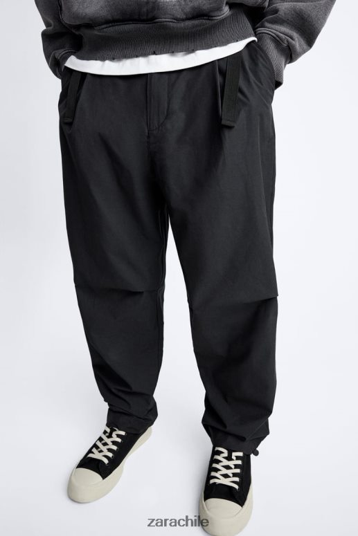 ropa cl Zara hombres pantalones técnicos con cinturón negro JJ06N4952