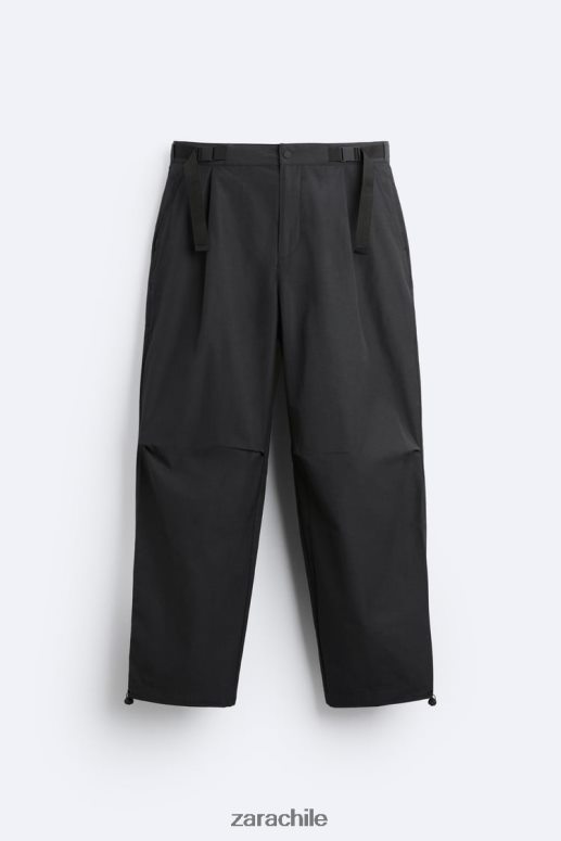 ropa cl Zara hombres pantalones técnicos con cinturón negro JJ06N4952