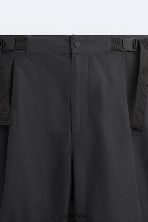 ropa cl Zara hombres pantalones técnicos con cinturón negro JJ06N4952