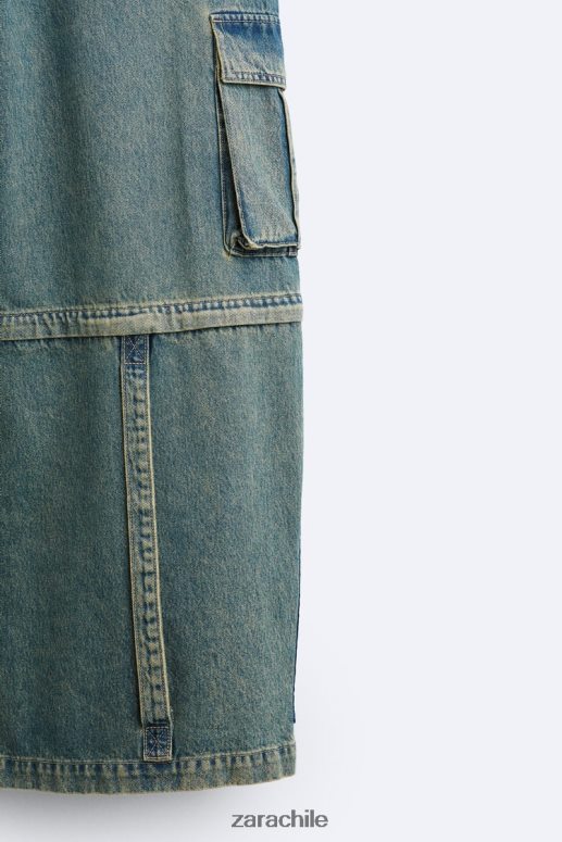 ropa cl Zara hombres jeans cargo removibles azul verde JJ06N41103