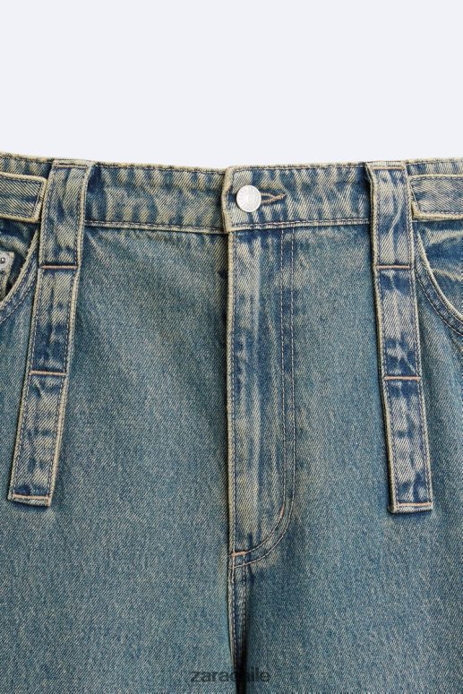 ropa cl Zara hombres jeans cargo removibles azul verde JJ06N41103