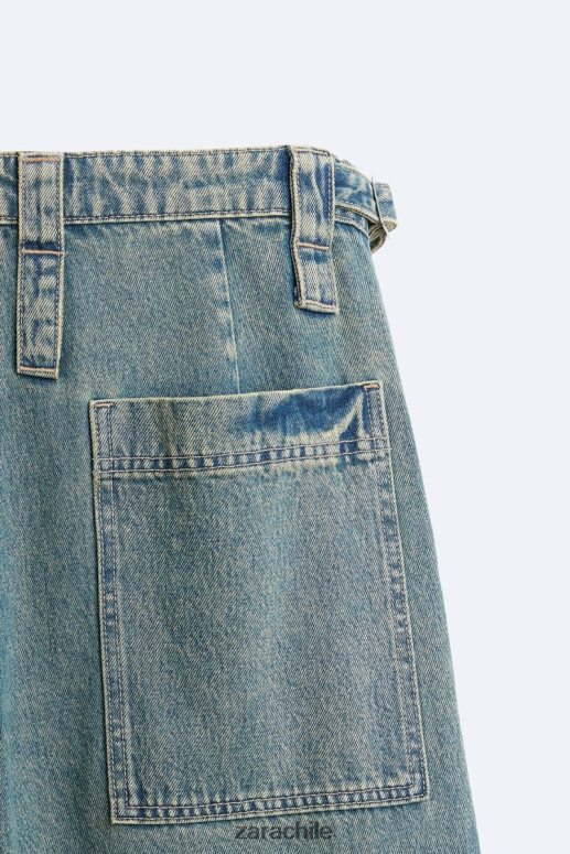 ropa cl Zara hombres jeans cargo removibles azul verde JJ06N41103