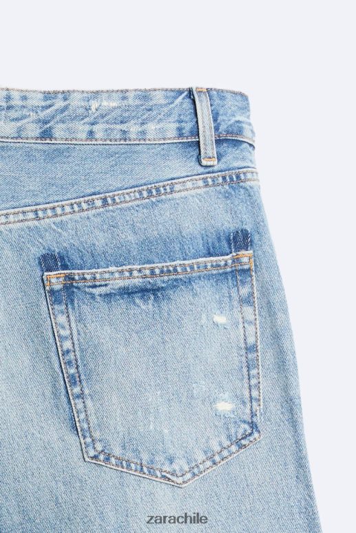 ropa cl Zara hombres jeans rotos relajados azul medio JJ06N41092