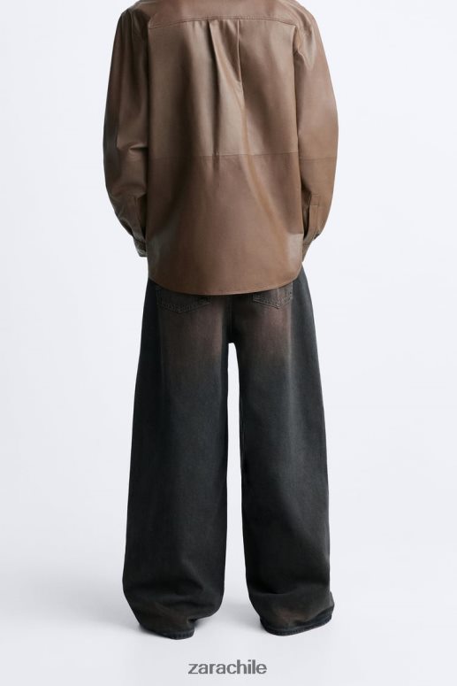 ropa cl Zara hombres vaqueros anchos marron oscuro JJ06N41100