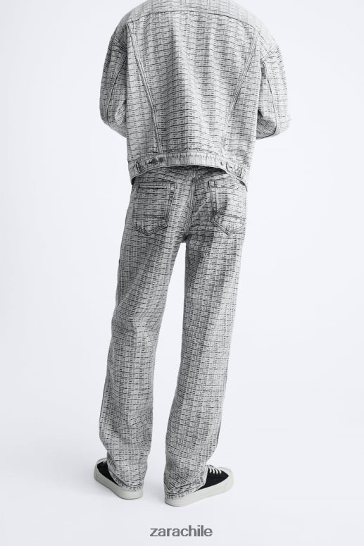 ropa cl Zara hombres vaqueros con jacquard geométrico gris JJ06N41089