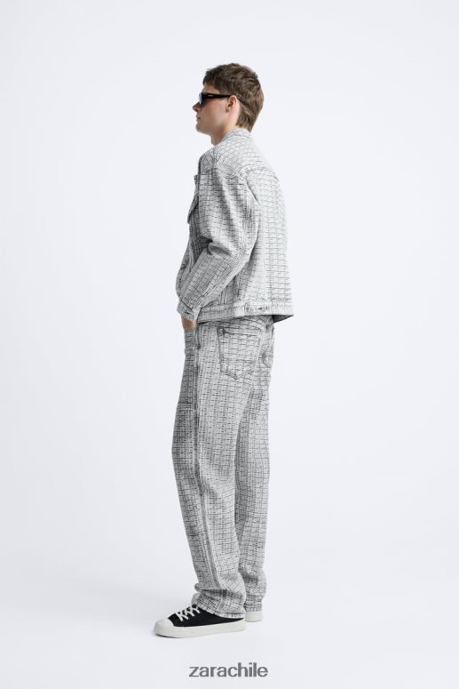 ropa cl Zara hombres vaqueros con jacquard geométrico gris JJ06N41089