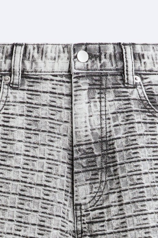 ropa cl Zara hombres vaqueros con jacquard geométrico gris JJ06N41089