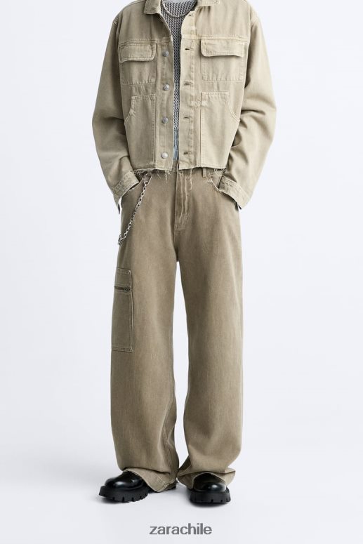 ropa cl Zara hombres vaqueros de ajuste relajado marrón topo JJ06N41104