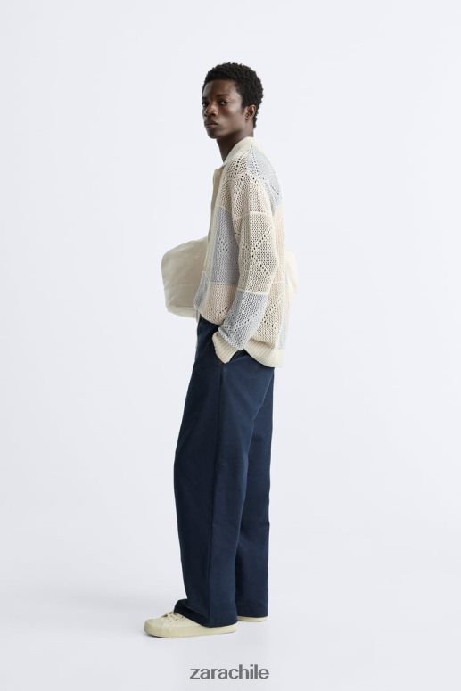 ropa cl Zara hombres cárdigan de crochet texturizado piedra JJ06N41043