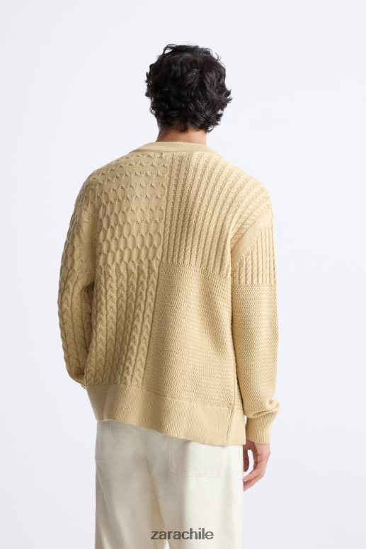 ropa cl Zara hombres cárdigan de punto mixto arena JJ06N41041