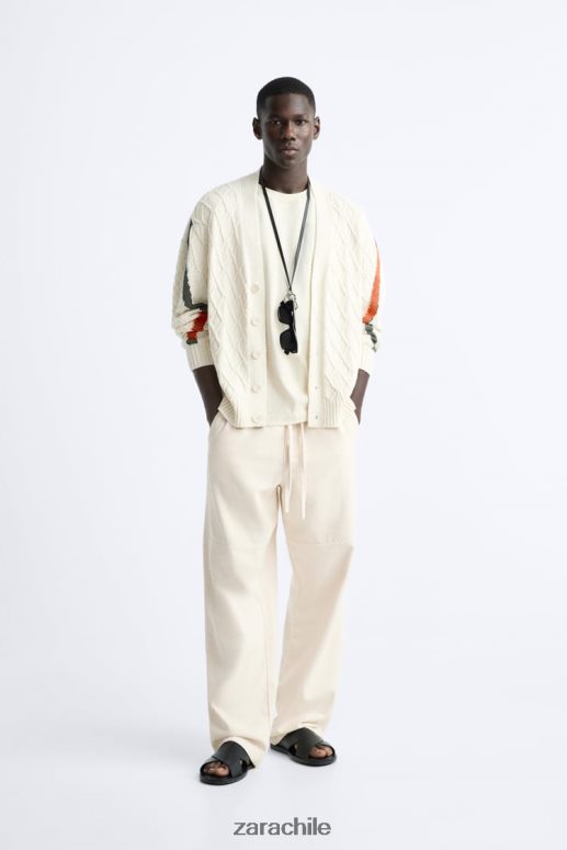 ropa cl Zara hombres cárdigan tejido con textura crudo JJ06N41042