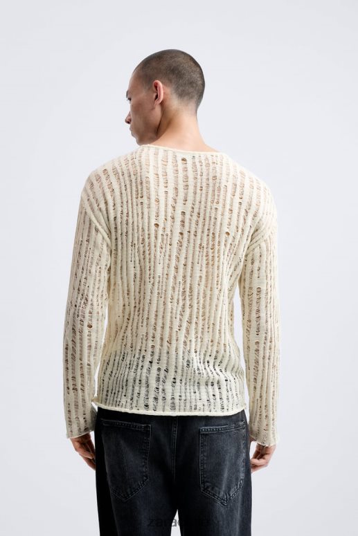 ropa cl Zara hombres parte superior de punto caído crudo JJ06N41034