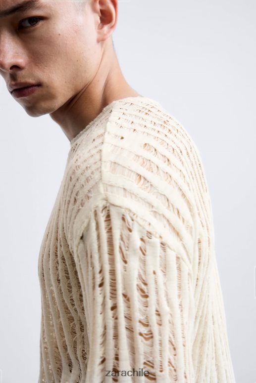 ropa cl Zara hombres parte superior de punto caído crudo JJ06N41034
