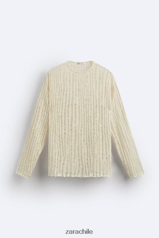 ropa cl Zara hombres parte superior de punto caído crudo JJ06N41034