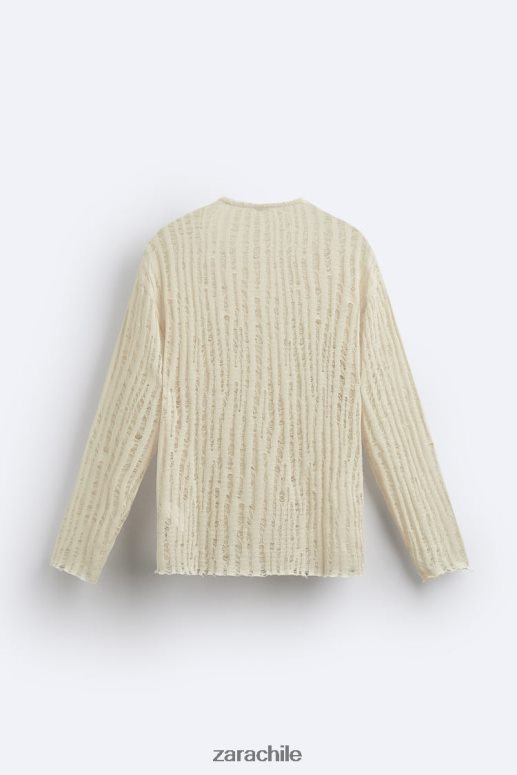 ropa cl Zara hombres parte superior de punto caído crudo JJ06N41034