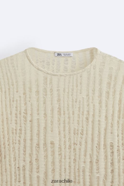 ropa cl Zara hombres parte superior de punto caído crudo JJ06N41034