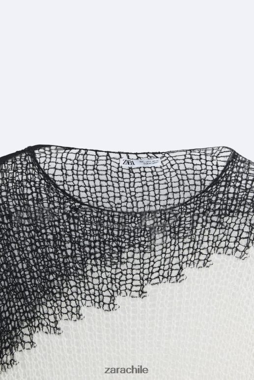 ropa cl Zara hombres suéter estructurado con punto caído negro JJ06N41036