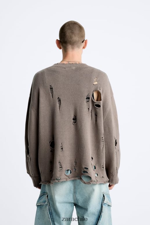 ropa cl Zara hombres suéter texturizado roto piedra JJ06N41029