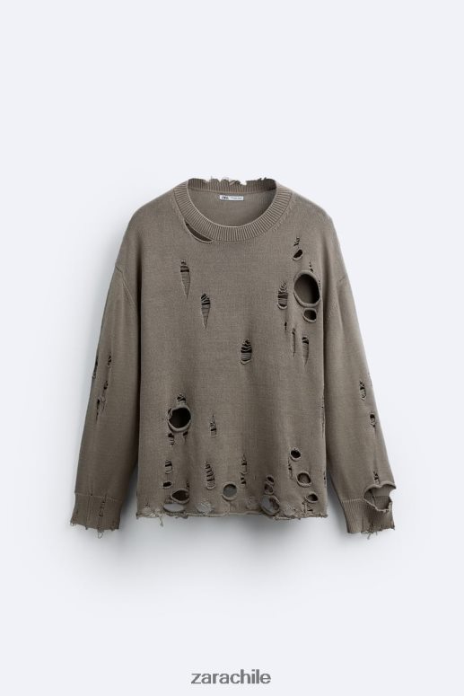 ropa cl Zara hombres suéter texturizado roto piedra JJ06N41029