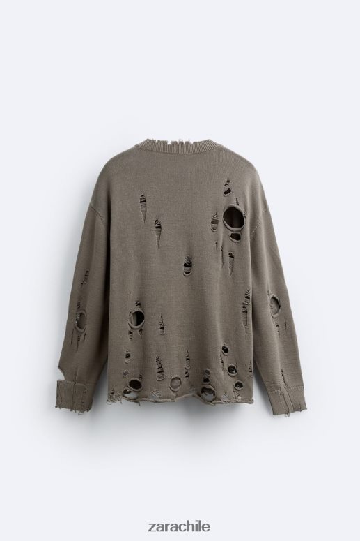 ropa cl Zara hombres suéter texturizado roto piedra JJ06N41029