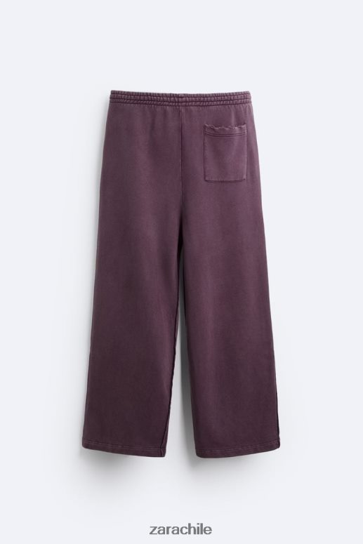 ropa cl Zara hombres pantalones joggers lavados y rotos granate JJ06N41085