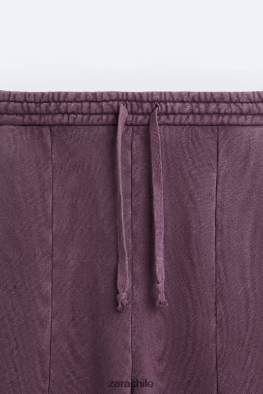 ropa cl Zara hombres pantalones joggers lavados y rotos granate JJ06N41085