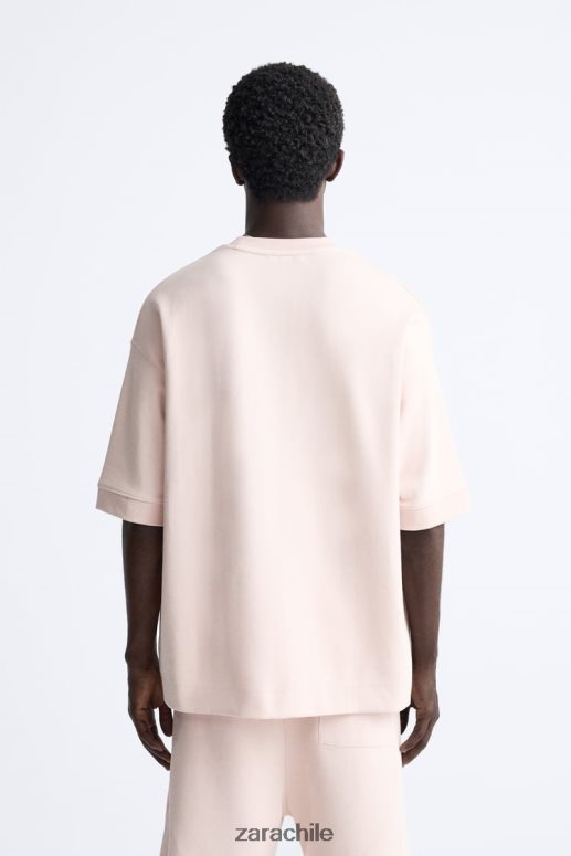 ropa cl Zara hombres sudadera premium rosa pastel JJ06N41081