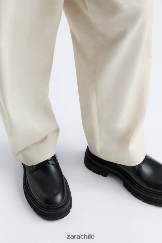 calzado cl Zara hombres Zapatos derby de piel con suela gruesa - edición limitada negro JJ06N41261