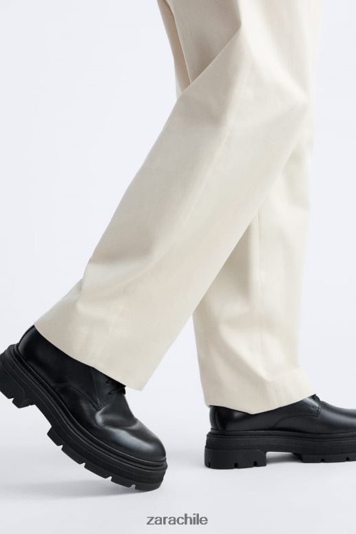 calzado cl Zara hombres Zapatos derby de piel con suela gruesa - edición limitada negro JJ06N41261