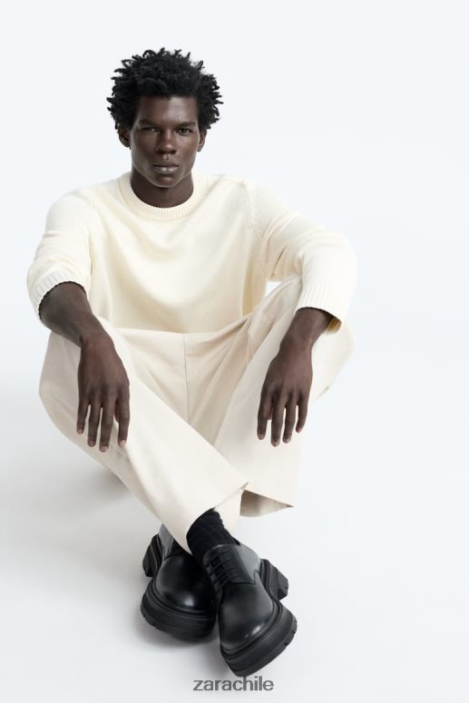 calzado cl Zara hombres Zapatos derby de piel con suela gruesa - edición limitada negro JJ06N41261