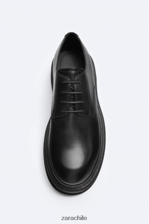 calzado cl Zara hombres Zapatos derby de piel con suela gruesa - edición limitada negro JJ06N41261