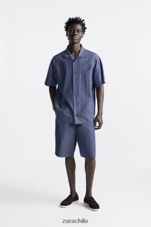 calzado cl Zara hombres mocasines casuales de gamuza azul oscuro JJ06N41272