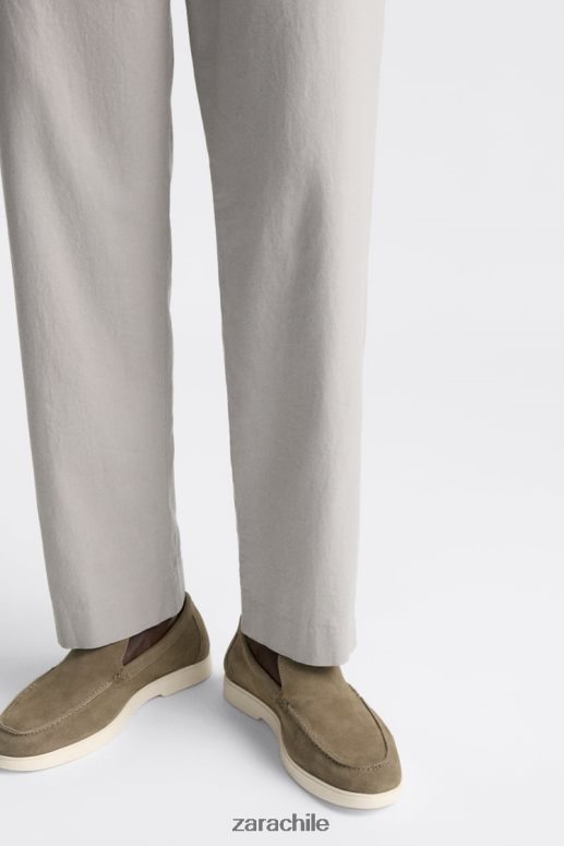 calzado cl Zara hombres mocasines casuales de gamuza marron oscuro JJ06N41271