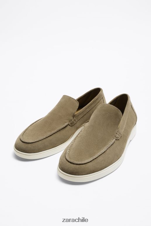 calzado cl Zara hombres mocasines casuales de gamuza marron oscuro JJ06N41271