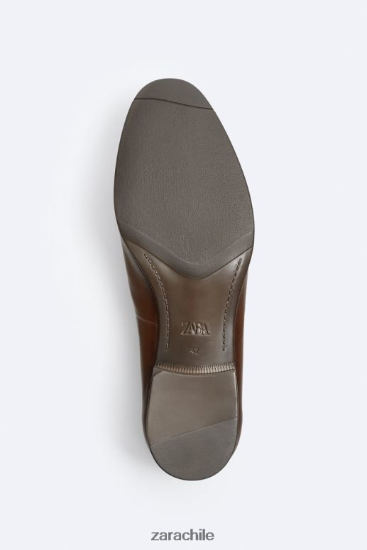 calzado cl Zara hombres mocasines con borlas de cuero suave marrón JJ06N41274