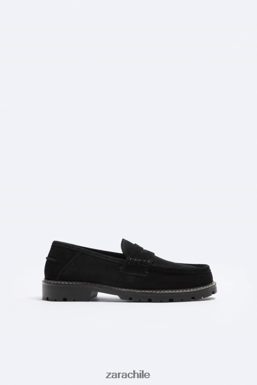 calzado cl Zara hombres mocasines de ante negro JJ06N41260