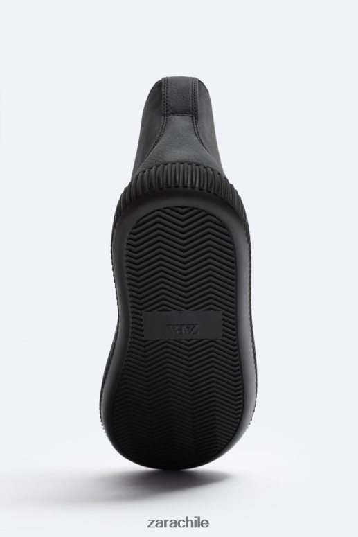 calzado cl Zara hombres zapatillas altas con suela a rayas negro JJ06N41257