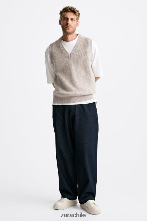 calzado cl Zara hombres zapatillas con suela a rayas blanco hueso JJ06N41267