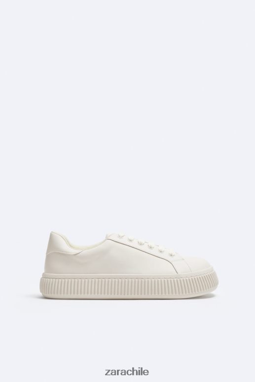 calzado cl Zara hombres zapatillas con suela a rayas blanco hueso JJ06N41267