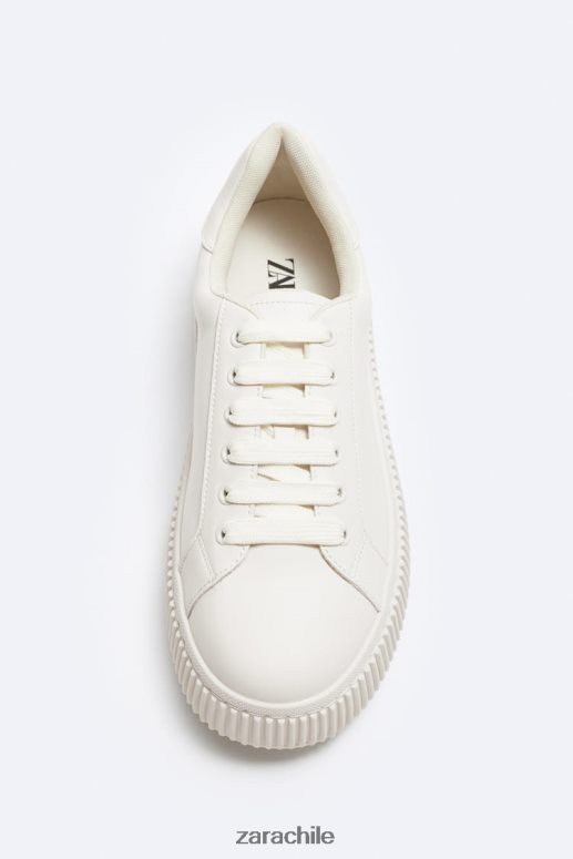 calzado cl Zara hombres zapatillas con suela a rayas blanco hueso JJ06N41267