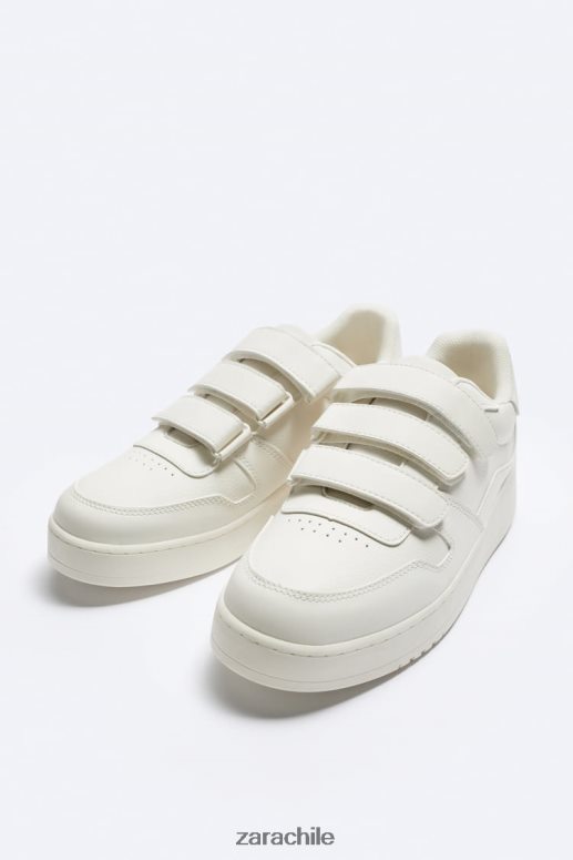 calzado cl Zara hombres zapatillas retro con tiras blanco hueso JJ06N41270