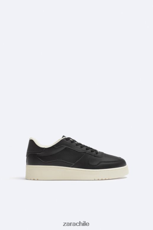 calzado cl Zara hombres zapatillas retro de varias piezas negro JJ06N41269