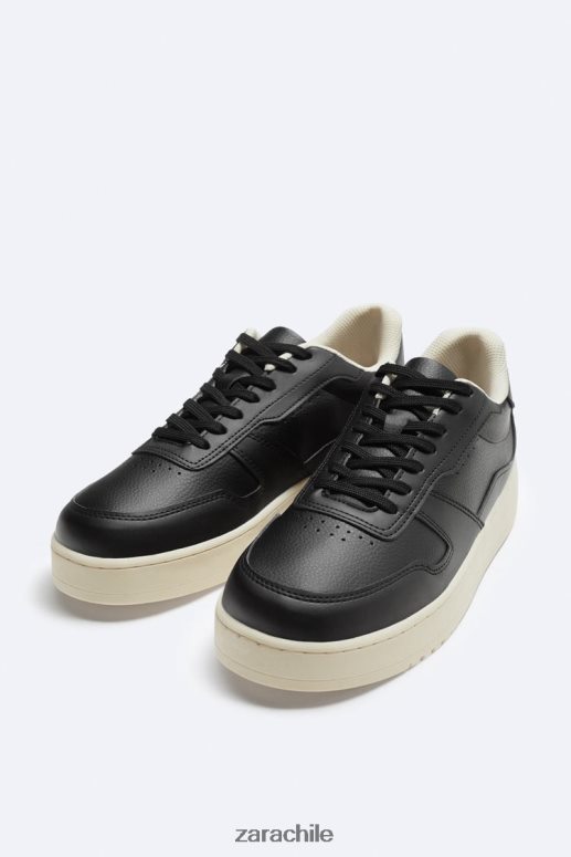 calzado cl Zara hombres zapatillas retro de varias piezas negro JJ06N41269