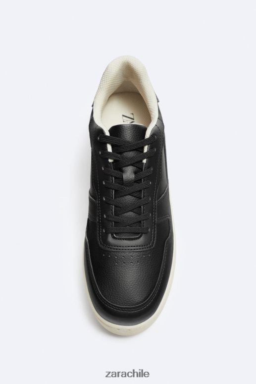 calzado cl Zara hombres zapatillas retro de varias piezas negro JJ06N41269