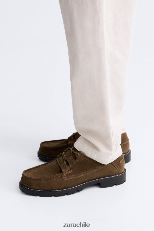 calzado cl Zara hombres zapatos con puntera tipo mocasín marrón JJ06N41258