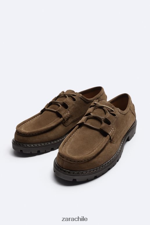 calzado cl Zara hombres zapatos con puntera tipo mocasín marrón JJ06N41258