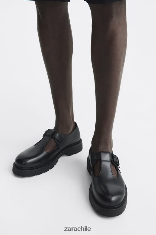 calzado cl Zara hombres zapatos de jaula de cuero negro JJ06N41263