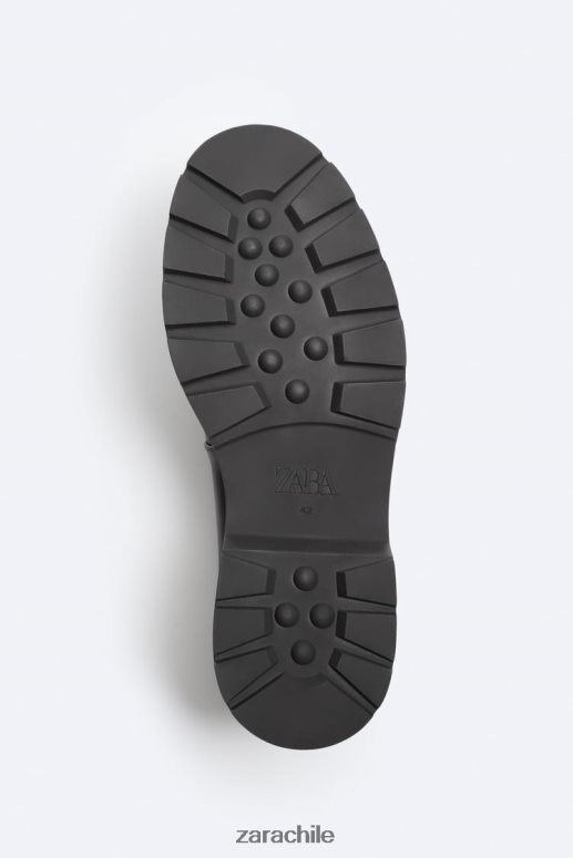 calzado cl Zara hombres zapatos de jaula de cuero negro JJ06N41263