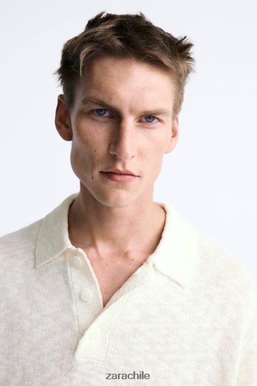 ropa cl Zara hombres polo de punto texturizado crudo JJ06N41230